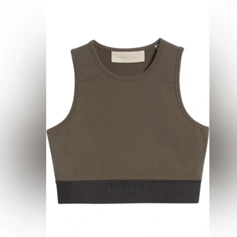Fear of God Essentials Cropped Tank Top Brown NWT XL